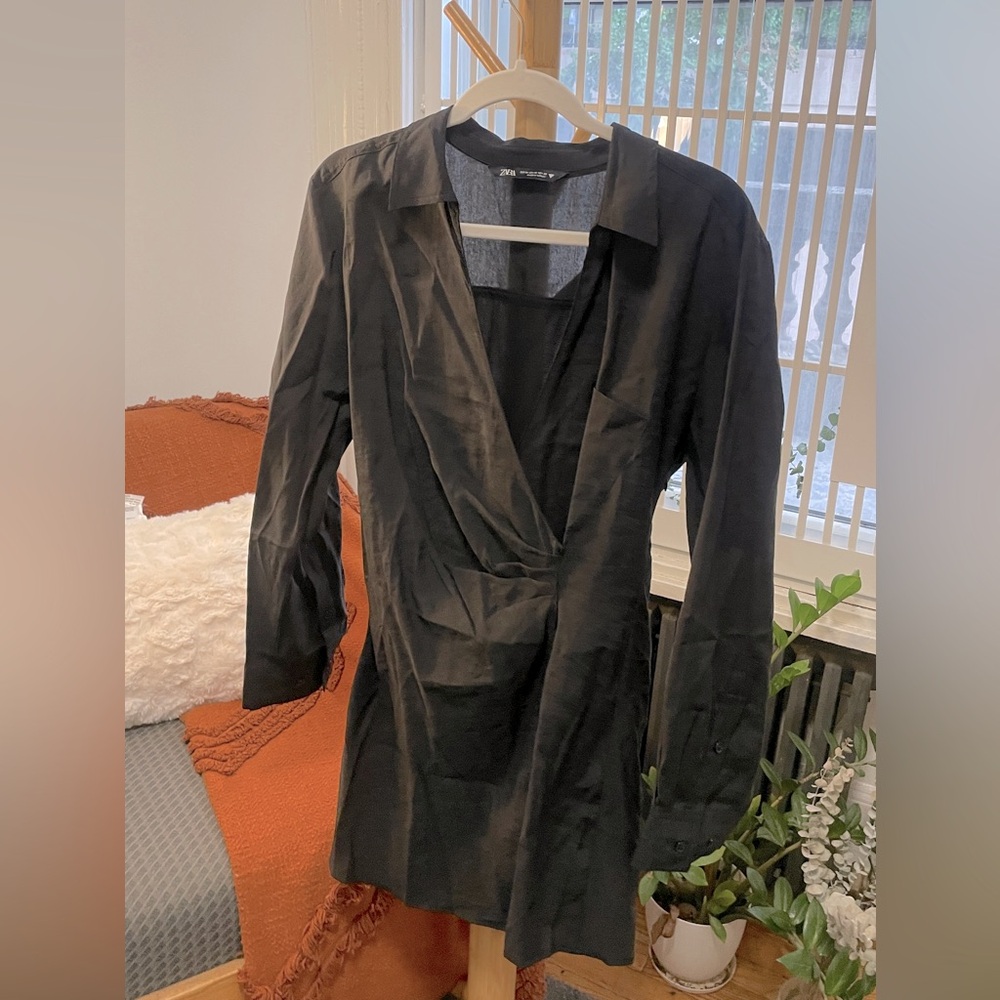 Zara Black Mini Dress Long Sleeves